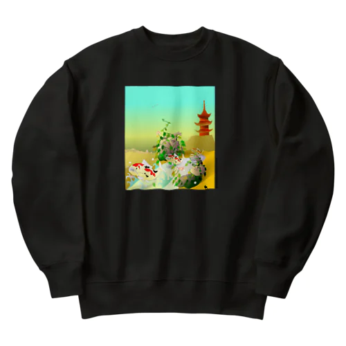 比丘比丘尼密会密漁善図（朝編） Heavyweight Crew Neck Sweatshirt