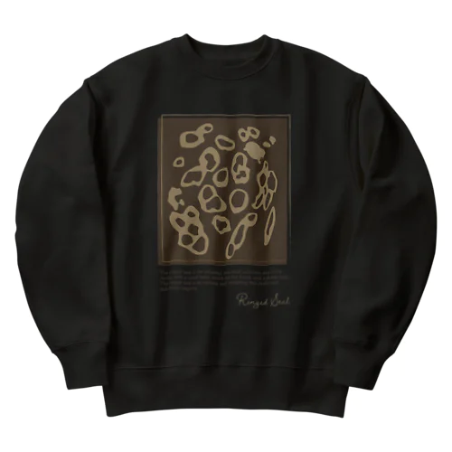 ワモン アザラシ 柄 ブラウン Ringed seal pattern Brown Heavyweight Crew Neck Sweatshirt