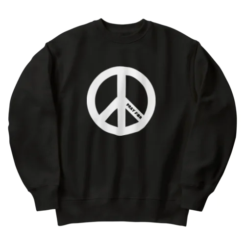 PRAY FOR PEACE ピースマーク ブラック Heavyweight Crew Neck Sweatshirt