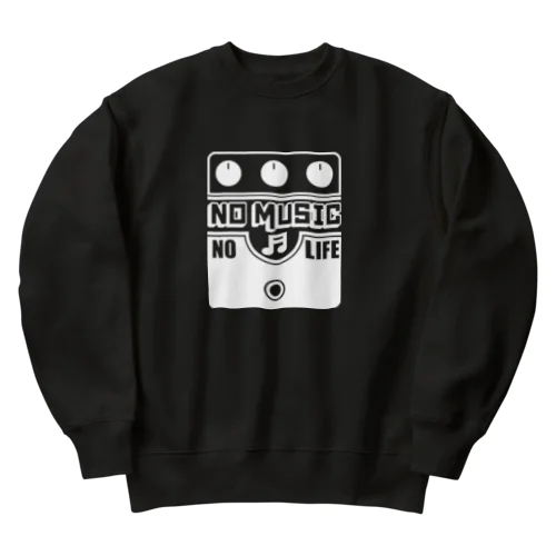 ノーミュージックノーライフ ビッグマフデザイン ホワイト Heavyweight Crew Neck Sweatshirt