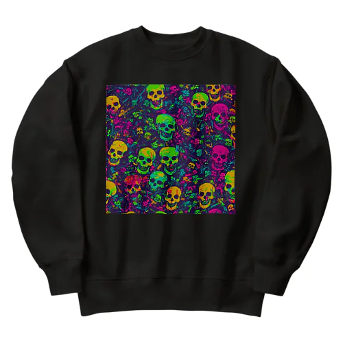 colorful skeleton illustration Heavyweight Crew Neck Sweatshirt