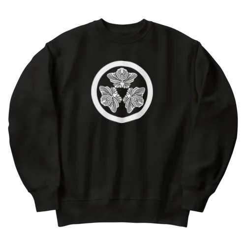 動物家紋h.t.（三つ蔦スズメ）白 Heavyweight Crew Neck Sweatshirt