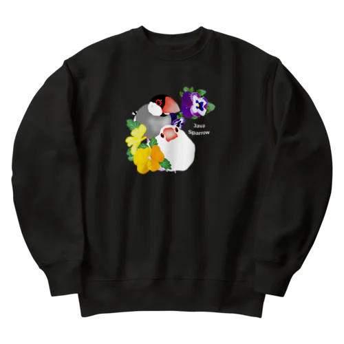 パンジーと文鳥さん（ロゴ白） Heavyweight Crew Neck Sweatshirt