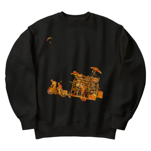 チャリ・デ・キャンプ　オレンジモザイク Heavyweight Crew Neck Sweatshirt