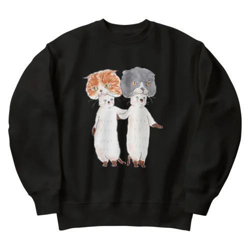 スコかぶりにゃんこ Heavyweight Crew Neck Sweatshirt