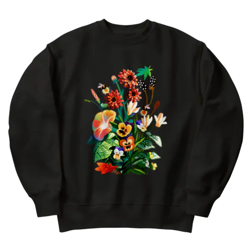 夕暮れの花畑 Heavyweight Crew Neck Sweatshirt