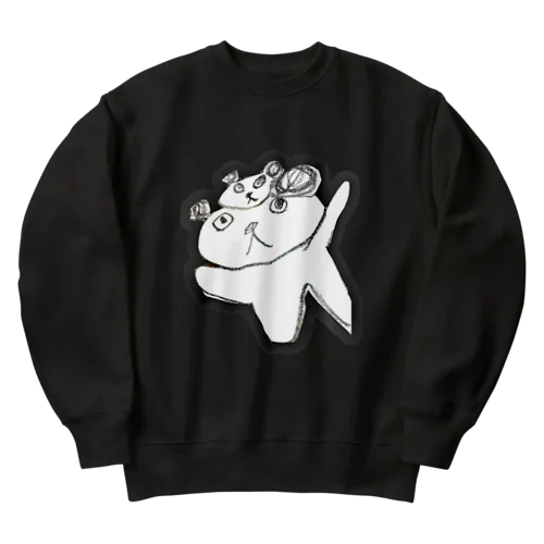 パンダのお面をつけたパンダ Heavyweight Crew Neck Sweatshirt