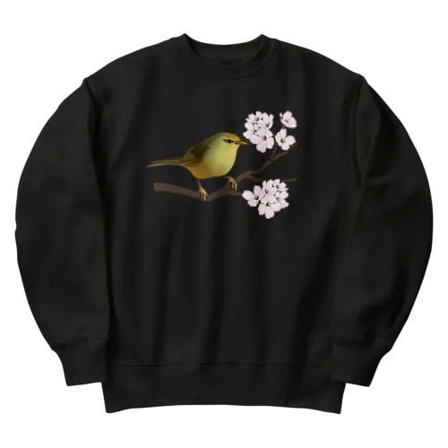 桜にウグイス Heavyweight Crew Neck Sweatshirt