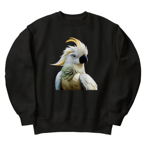 シロビタイムジオウム（Sulphur-crested Cockatoo） Heavyweight Crew Neck Sweatshirt