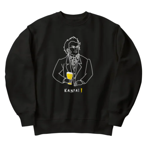 偉人 × BEER（シューベルト）白線画 Heavyweight Crew Neck Sweatshirt