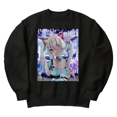 地雷系ブラック白虎 Heavyweight Crew Neck Sweatshirt