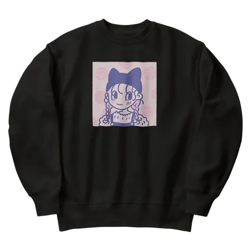 猫耳帽子の女の子 Heavyweight Crew Neck Sweatshirt