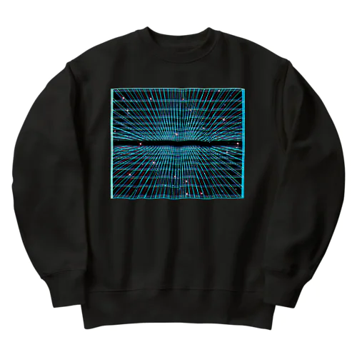 遠近グリッドのネオン宇宙 Heavyweight Crew Neck Sweatshirt