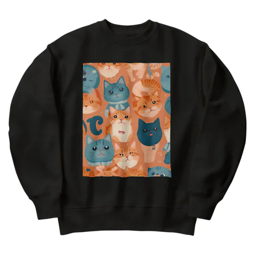 少し不思議なねこのアート Heavyweight Crew Neck Sweatshirt