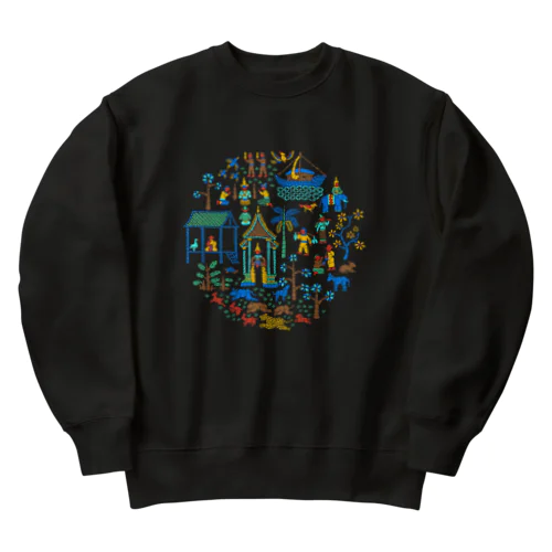 ラオスのモザイク画 Heavyweight Crew Neck Sweatshirt