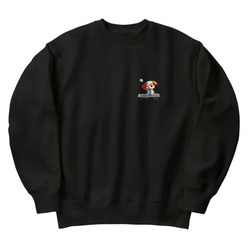 可愛い犬と卓球 Heavyweight Crew Neck Sweatshirt