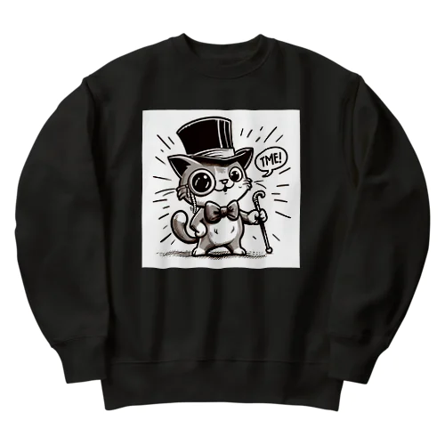 ハットを被ったねこ🐈 Heavyweight Crew Neck Sweatshirt