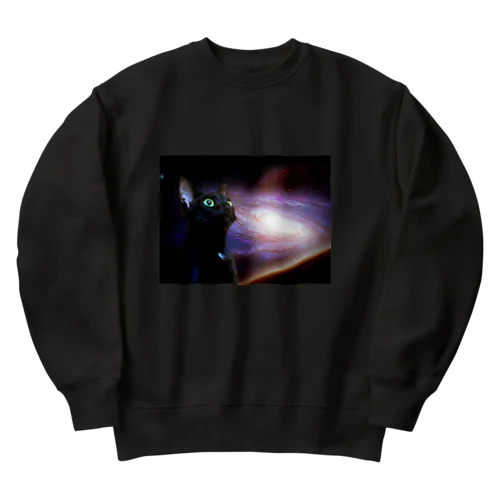 space cat Heavyweight Crew Neck Sweatshirt