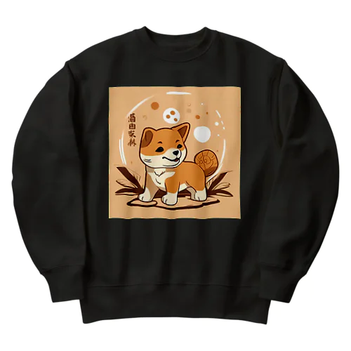 柴犬、縄文☆彡古代くん Heavyweight Crew Neck Sweatshirt