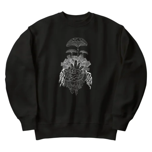 鉱物きのこ 白線 Heavyweight Crew Neck Sweatshirt