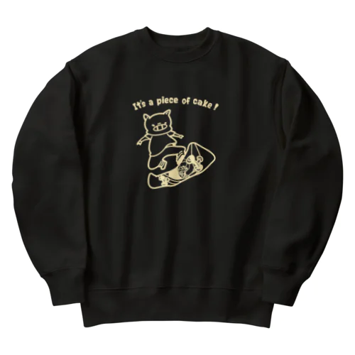 スケートボードをするブタ（淡色線） Heavyweight Crew Neck Sweatshirt