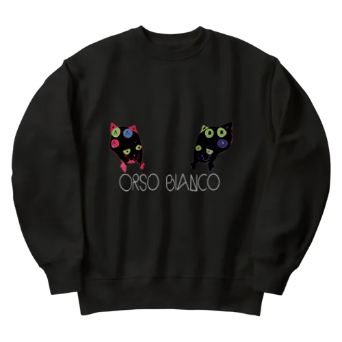 謎ねこスウェットBLACK Heavyweight Crew Neck Sweatshirt