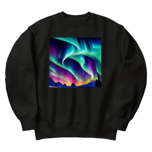 北極のオーロラ Heavyweight Crew Neck Sweatshirt