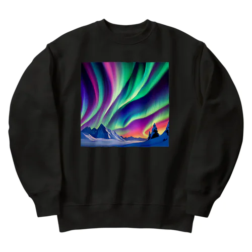 北極のオーロラ Heavyweight Crew Neck Sweatshirt