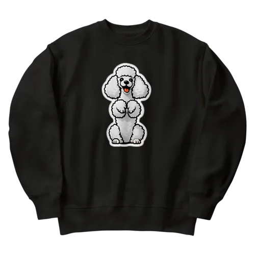 ホワイトカラーのプードル（ちんちんポーズ） Heavyweight Crew Neck Sweatshirt