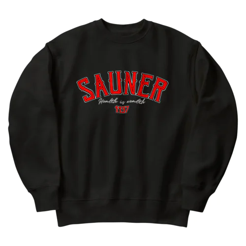 SAUNER1137 Red -Black- Heavyweight Crew Neck Sweatshirt