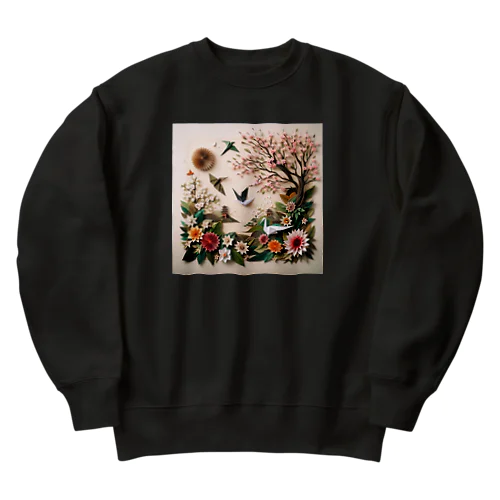 折り紙アート　春の兆し Heavyweight Crew Neck Sweatshirt