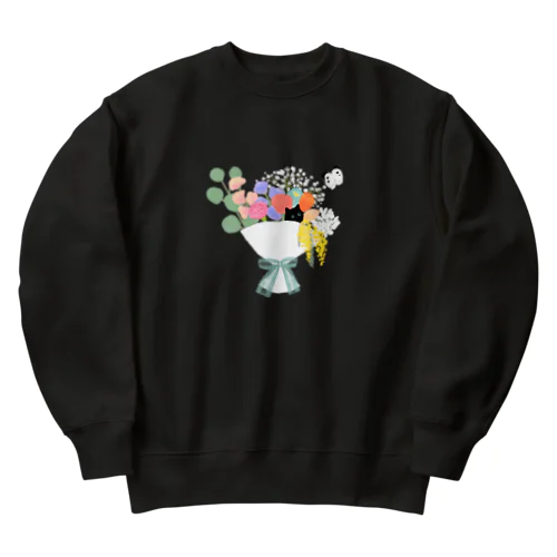 黒猫と花束 Heavyweight Crew Neck Sweatshirt