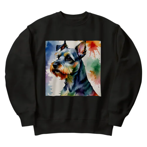 ミニチュアシュナウザー　レインボー柄 Heavyweight Crew Neck Sweatshirt