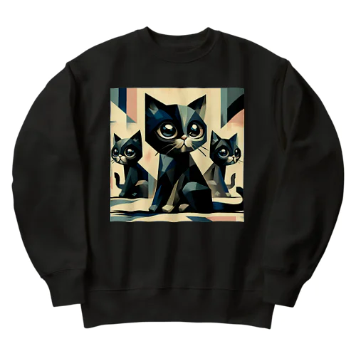 黒猫　キュビズム01 Heavyweight Crew Neck Sweatshirt