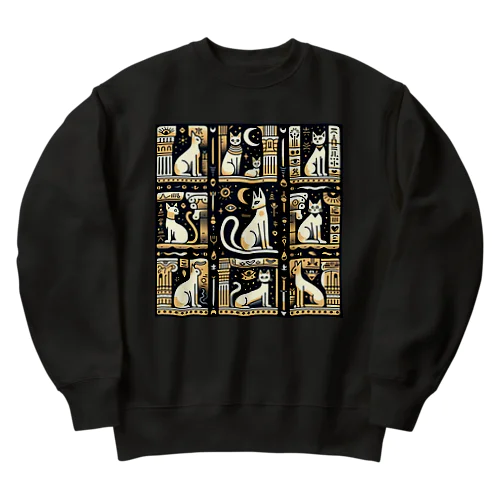 エジプト猫② Heavyweight Crew Neck Sweatshirt