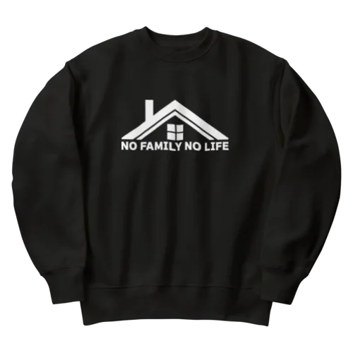 ノーファミリーノーライフ 煙突屋根に窓デザイン ホワイト Heavyweight Crew Neck Sweatshirt