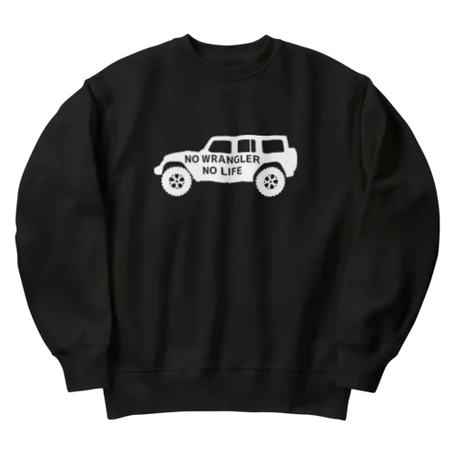 ノーラングラーノーライフ ジープ ホワイト Heavyweight Crew Neck Sweatshirt