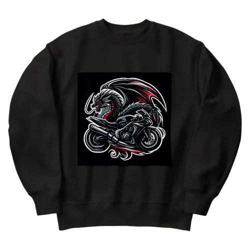 ドラゴンとバイクの融合: 力とスピードの象徴 Heavyweight Crew Neck Sweatshirt