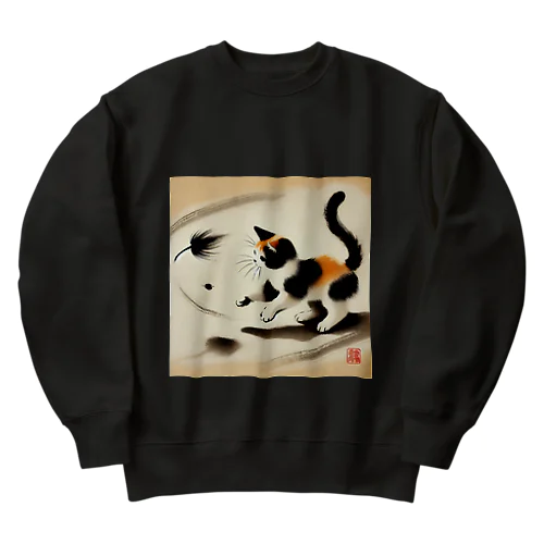 三毛猫の戯れ Heavyweight Crew Neck Sweatshirt