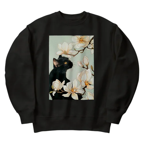 白木蓮と黒猫 Heavyweight Crew Neck Sweatshirt