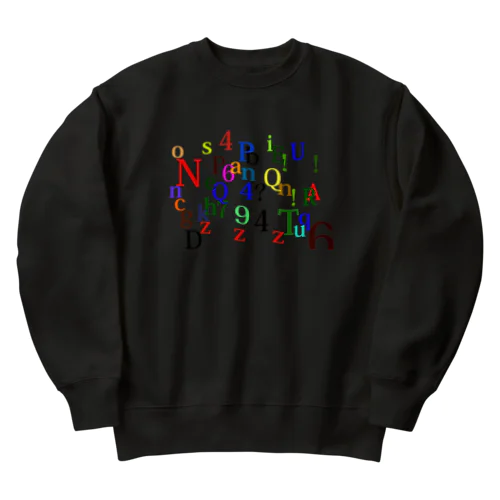 アルファベットと数字の洪水 Heavyweight Crew Neck Sweatshirt