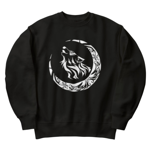 Tribal Wolf(白) Heavyweight Crew Neck Sweatshirt
