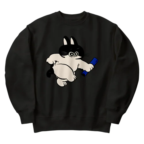 バトンタッチ猫★ぽんちゃん(青組) Heavyweight Crew Neck Sweatshirt