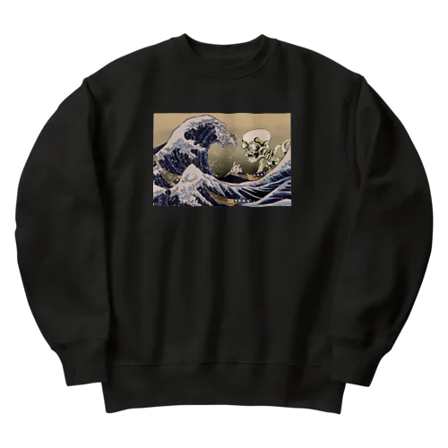 富士山に迫る（葛飾北斎と歌川国芳模写コラボ作品） Heavyweight Crew Neck Sweatshirt