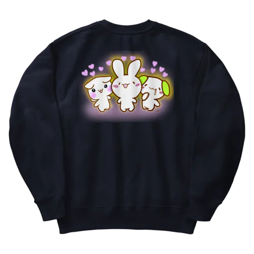 よってきたよハートけあうさトリオ Heavyweight Crew Neck Sweatshirt