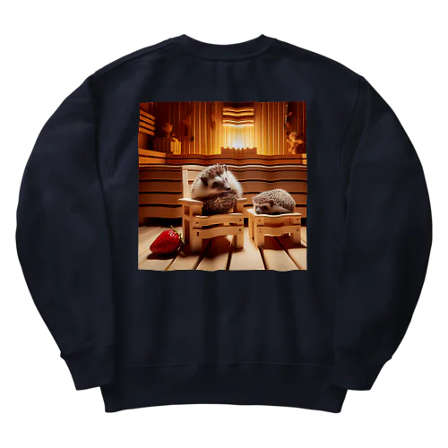 サウナでくつろぐ親子ハリネズミ♨ Heavyweight Crew Neck Sweatshirt