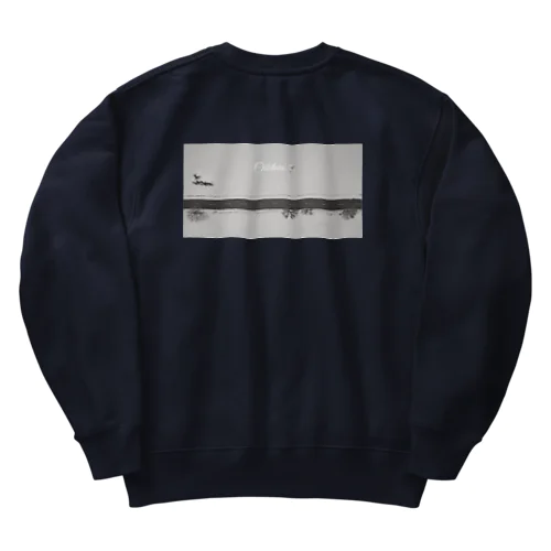ちび太郎　バックプリント　モノクロ Heavyweight Crew Neck Sweatshirt