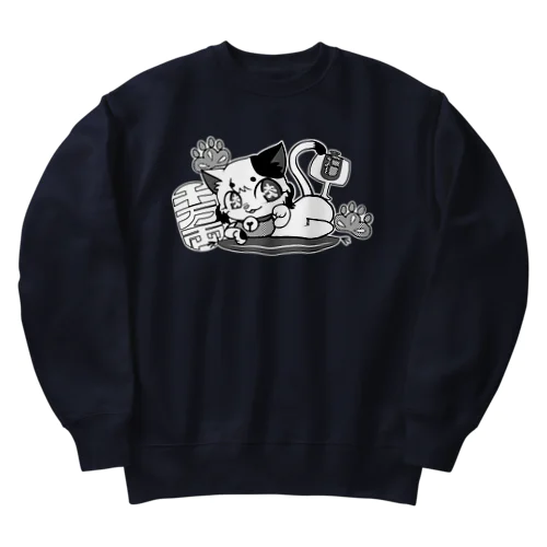 おーいりきゃっとチャンTシャツ(モノクロ) Heavyweight Crew Neck Sweatshirt