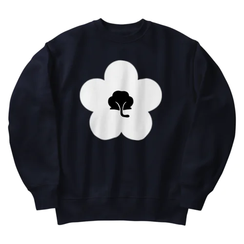 動物家紋h.t.（裏梅ネコ尻）白 Heavyweight Crew Neck Sweatshirt