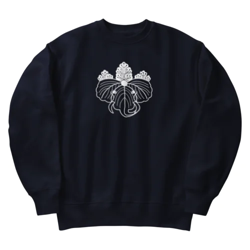 動物家紋。H.T.桐とゾウ　ホワイト Heavyweight Crew Neck Sweatshirt